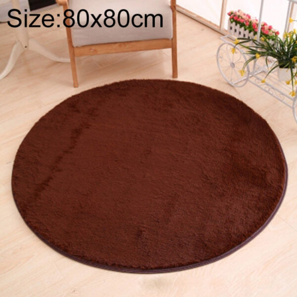 Round Carpet Soft Fleece Mat Anti-Slip Area Rug Kids Bedroom Door Mats, Size:Diameter: 80cm(Coffee)