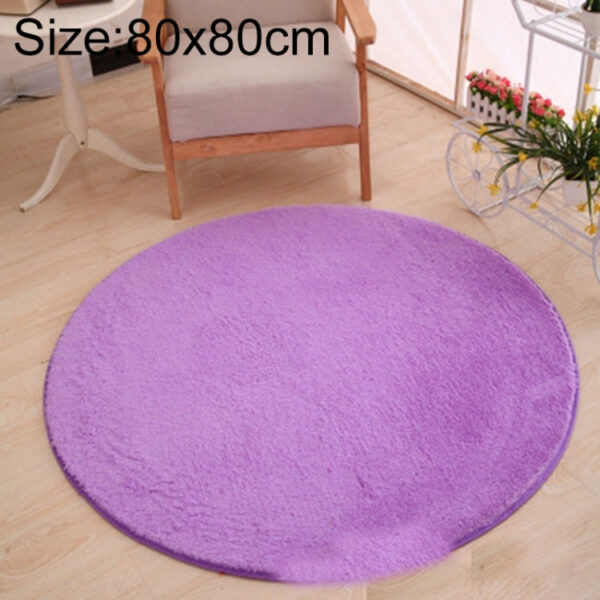 Round Carpet Soft Fleece Mat Anti-Slip Area Rug Kids Bedroom Door Mats, Size:Diameter: 80cm(Purple)