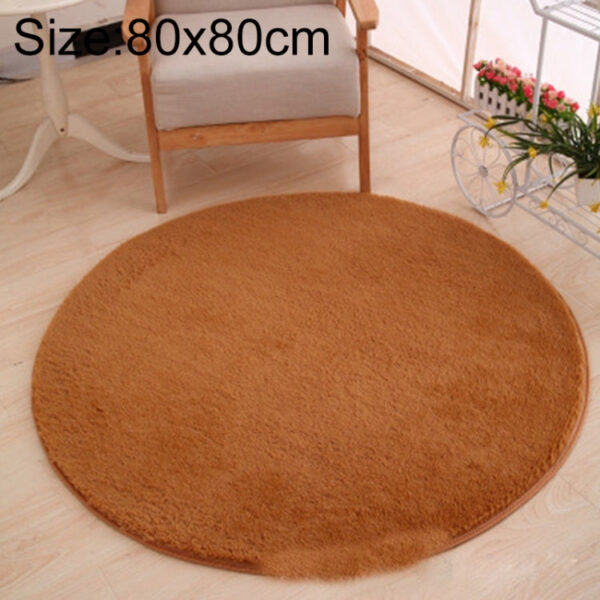 Round Carpet Soft Fleece Mat Anti-Slip Area Rug Kids Bedroom Door Mats, Size:Diameter: 80cm(Khaki)
