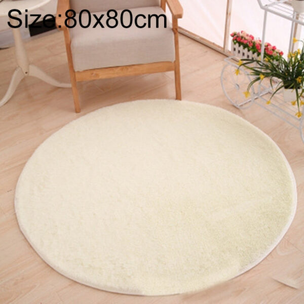 Round Carpet Soft Fleece Mat Anti-Slip Area Rug Kids Bedroom Door Mats, Size:Diameter: 80cm(White)