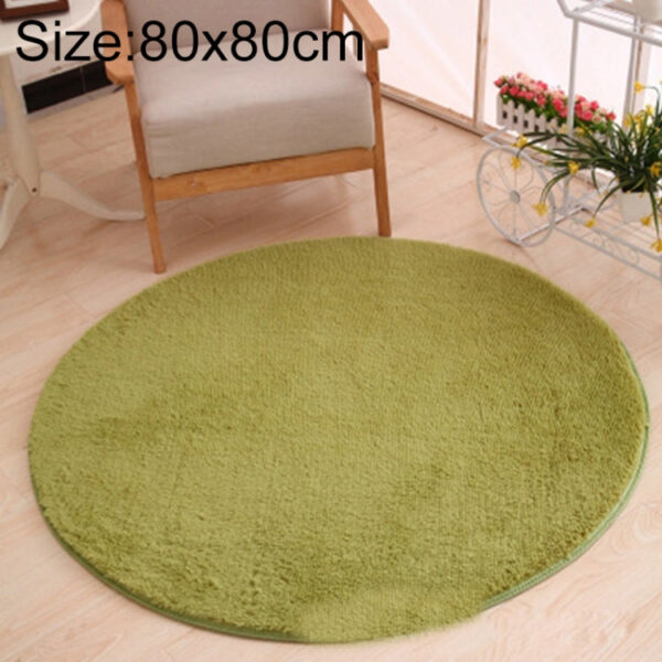 Round Carpet Soft Fleece Mat Anti-Slip Area Rug Kids Bedroom Door Mats, Size:Diameter: 80cm(Grass Green)