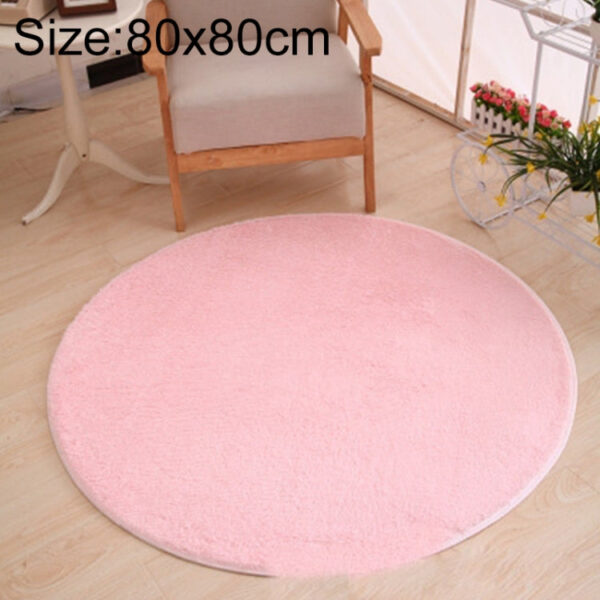 Round Carpet Soft Fleece Mat Anti-Slip Area Rug Kids Bedroom Door Mats, Size:Diameter: 80cm(Pink)