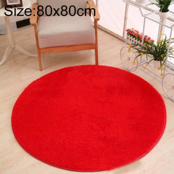 Round Carpet Soft Fleece Mat Anti-Slip Area Rug Kids Bedroom Door Mats, Size:Diameter: 80cm(Red)