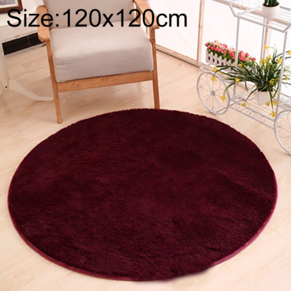 Round Carpet Soft Fleece Mat Anti-Slip Area Rug Kids Bedroom Door Mats, Size:Diameter: 120cm(Wine Red)