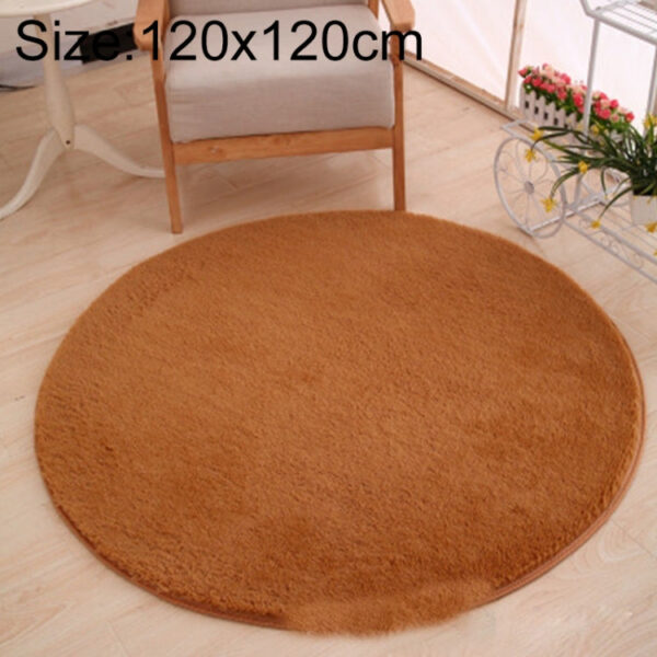 Round Carpet Soft Fleece Mat Anti-Slip Area Rug Kids Bedroom Door Mats, Size:Diameter: 120cm(Khaki)