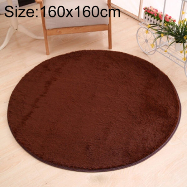 Round Carpet Soft Fleece Mat Anti-Slip Area Rug Kids Bedroom Door Mats, Size:Diameter: 160cm(Coffee)