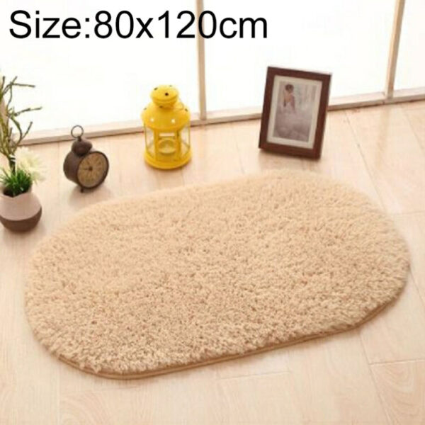 Faux Fur Rug Anti-slip Solid Bath Carpet Kids Room Door Mats Oval  Bedroom Living Room Rugs, Size:80x120cm(Light Camel)