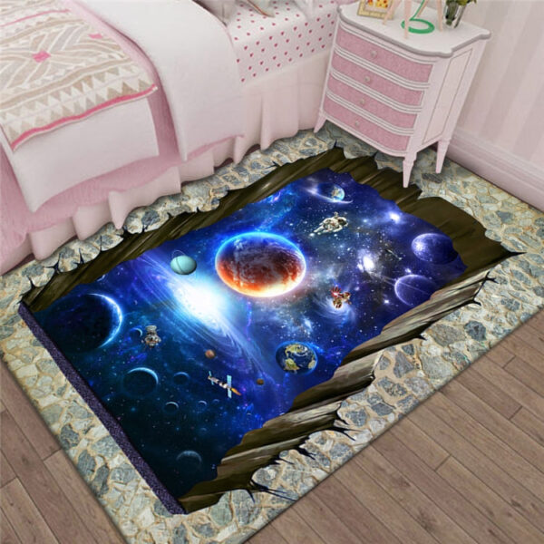 3D Stereo Rectangular Visual Geometric Living Room Carpet, Size: 40x60cm(Cosmic Starry Sky)